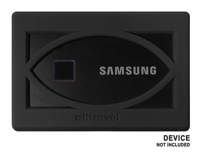 Alltravel غطاء واقي خارجي لمحرك الأقراص الصلبة من Alltravel لجهاز Samsung T7 وT7 Touch - 1TB، 2TB، 500GB - محركات أقراص صلبة خارجية USB 3.2، واقي قوي للغاية ضد الصدمات، الاهتزاز والسقوط (أسود) - Image 2